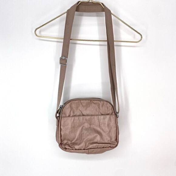 Kipling Sabian Triple Compartment Crossbody Bag Purse Dusty Taupe Pink - Picture 3 of 8